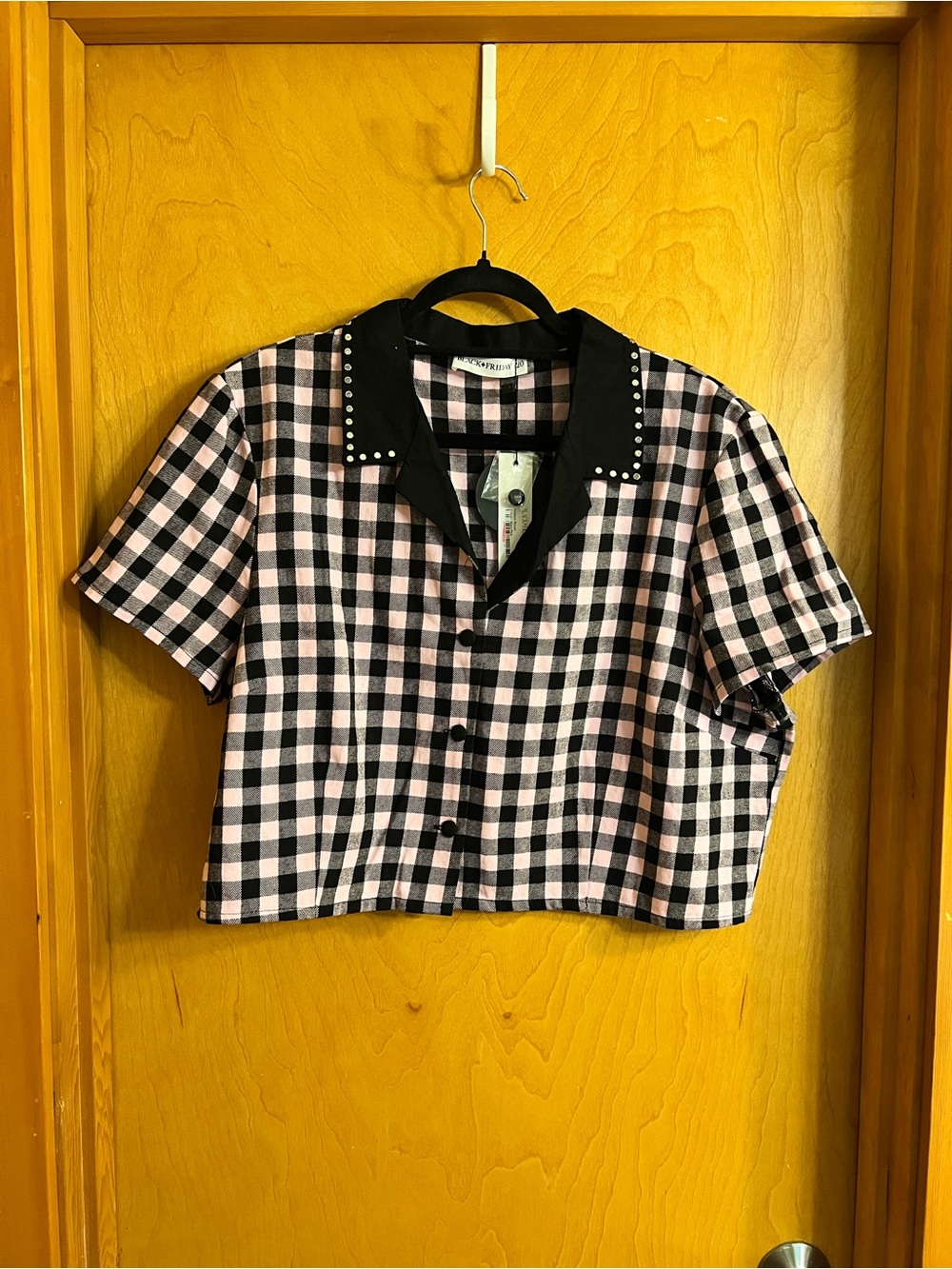❤️🖤 Black Friday Buffalo Plaid Crop Shirt NWT - 16/20